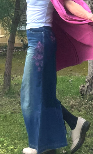 sx Jupe Broadway. Denim Guirlande rose