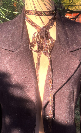 Galon tulle perlé. Choco, mercerie