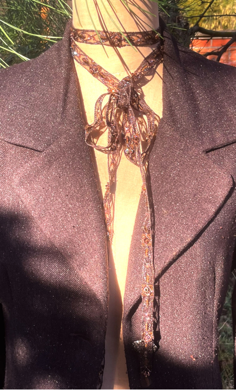 Galon tulle perlé. Choco, mercerie