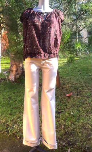 Top smokes prune imprimé, manche courte