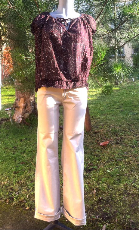 Top smokes prune imprimé, manche courte