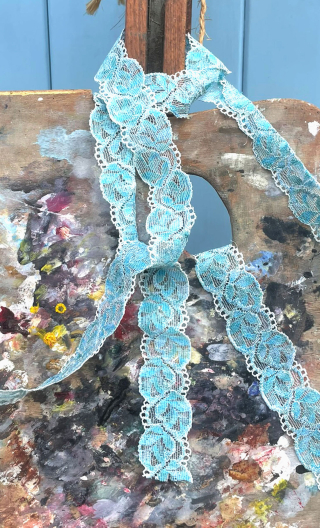 Dentelle étroite azur blanc, lingerie, décorations