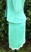   Veste tailleur vert. Lin viscose doublé, Fabrication française