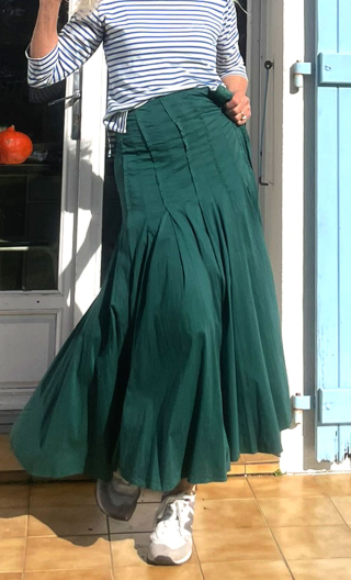 Jupe Long Island. Peps. Vert. Ample, longue, coton, légère. Hippy chic