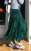 Jupe Long Island. Peps. Vert. Ample, longue, coton, légère. Hippy chic