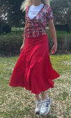 Jupe Scorta. Peps. Rouge. Ample, longue, coton, légère. Hippy chic