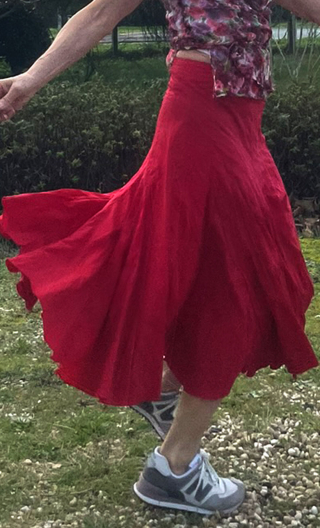 Jupe Scorta. Peps. Rouge. Ample, longue, coton, légère. Hippy chic