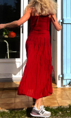 Robe longue Soleil couchant. Atlantide rouge. Tissu mémoire de forme