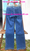 Pantalon denim. Fleur brodée. Vintage. Stretch. Taille 36