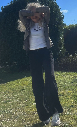 Pantalon safari noir. Large, taille 36, coton 