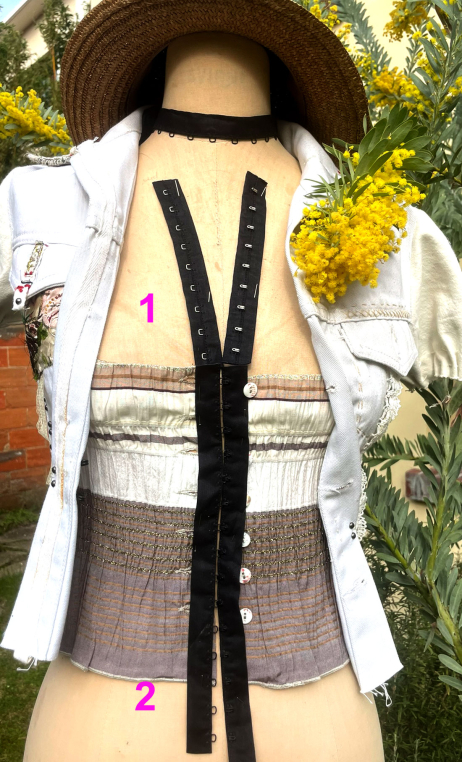 Bandes agrafes, galon noir, mercerie