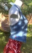 Guêpière Emma. Denim. Gilet dos nu, bretelles, original, taille unique