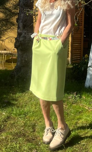 Jupe Crayon Pretty woman Vert tendre, droite, poches, doublé, élégante