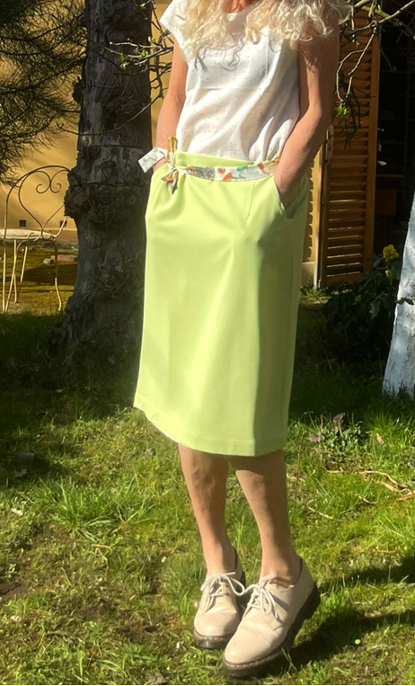 Jupe Crayon Pretty woman Vert tendre, droite, poches, doublé, élégante