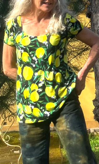 Top collector. Citrons, jersey viscose imprimé, pièce unique