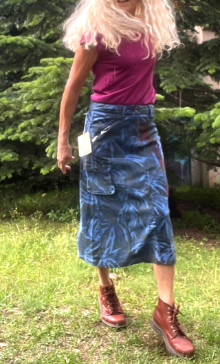 Jupe bleue Girafe Taille 38, imprimé camouflage, coton stretch, casual