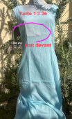 Robe longue La Bambouseraie. Voile ciel, coton transparent