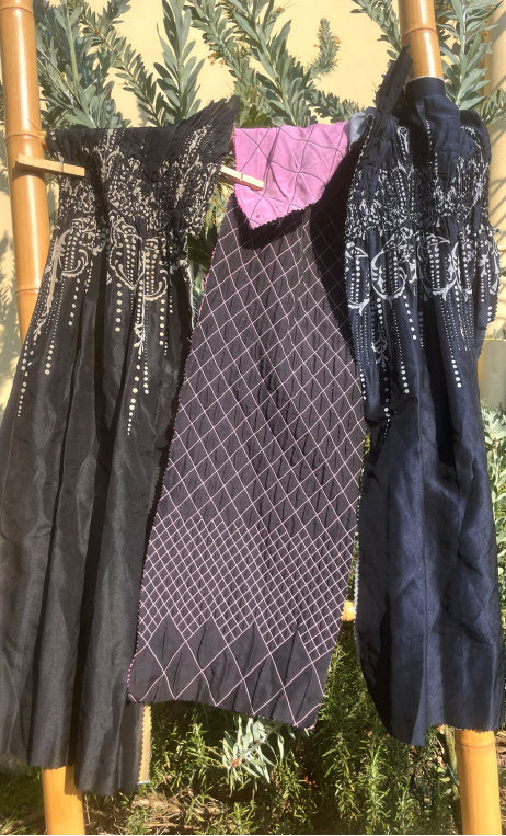 Swatch. Trio élégant. Tissu, mercerie