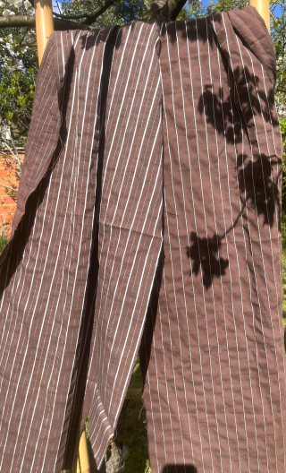 Lot 2 coupons. Rayures marron bis. Tissu, mercerie