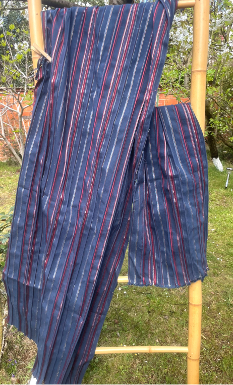 Lot 2 coupons. Rayures bleues. Tissu, mercerie