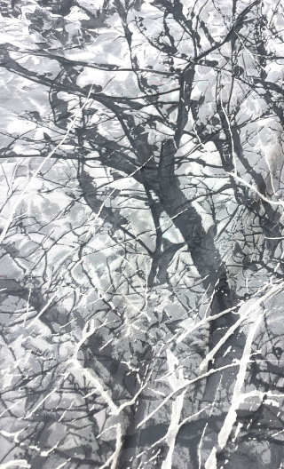 Coupon. L'arbre argenté. Taffetas polyester. Jacquard couture