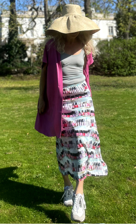 Jupe Nail Bar, imprimé viscose, taille élastiquée