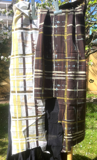 Coupon. Lady Macadam. Tissu gabardine imprimée, mercerie