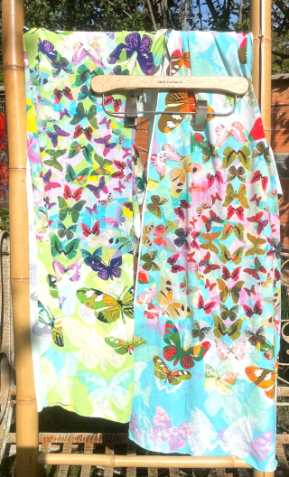 Coupon. Jersey duo Papillons. Tissu imprimé, mercerie