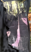 Coupon. Painting ball vert violine. Tissu stretch Imprimé, couture