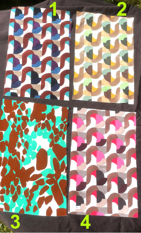 Swatch. Quartet sur table ronde. Tissu, mercerie