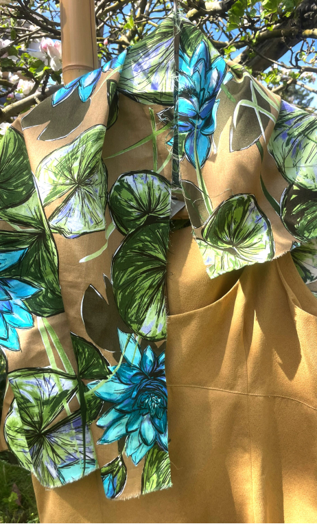 Coupon. Nénuphars. Tissu coton imprimé, mercerie