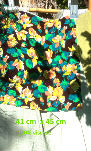 Swatch. Viscose Fleurs jaune fond choco - 1