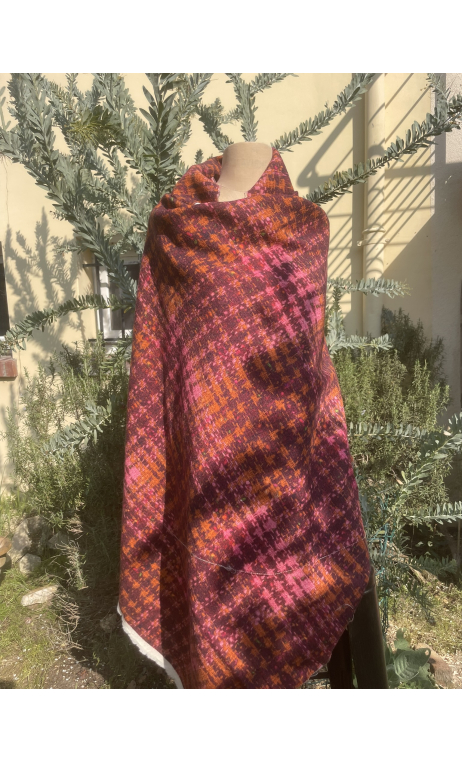 Coupon. Laine petit tartan tweed rose choco - 1