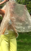 Coupon. Tulle champagne. Fleur flockée - 5