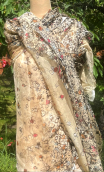 Coupon. Chiffon de soie Fleurettes fond beige - 1