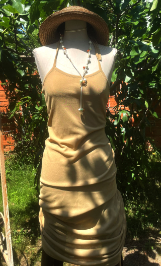 Fond de robe bretelle cou. Jersey curry