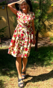Robe V plissé fleuri roses. Collection privée - 2