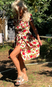 Robe V plissé fleuri roses. Collection privée - 3