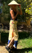 Jupe Bambou sable et bleu - 4