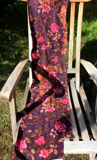 Tirelle. Fleur vitrail aubergine et rose - 1