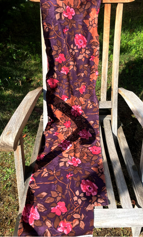 Tirelle. Fleur vitrail aubergine et rose - 1
