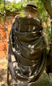 Coupon. Shantung lin et soie marron taupe - 2