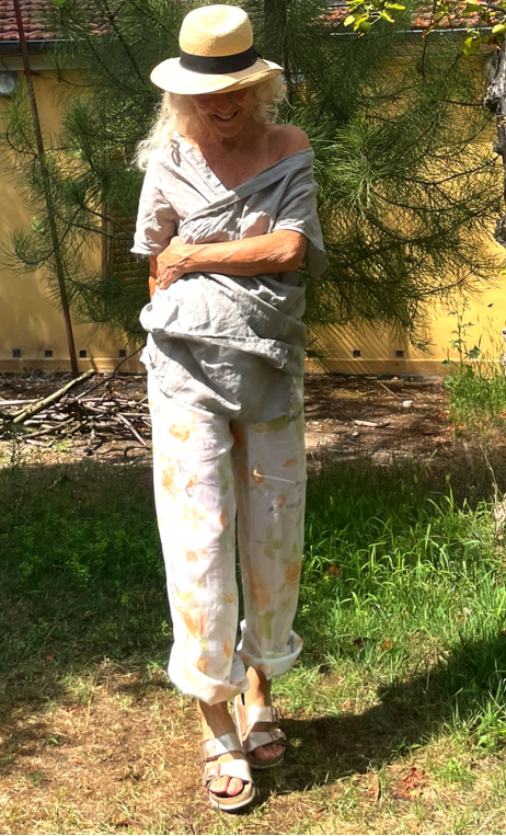 Pantalon Voile coton fleurs pâles - 1