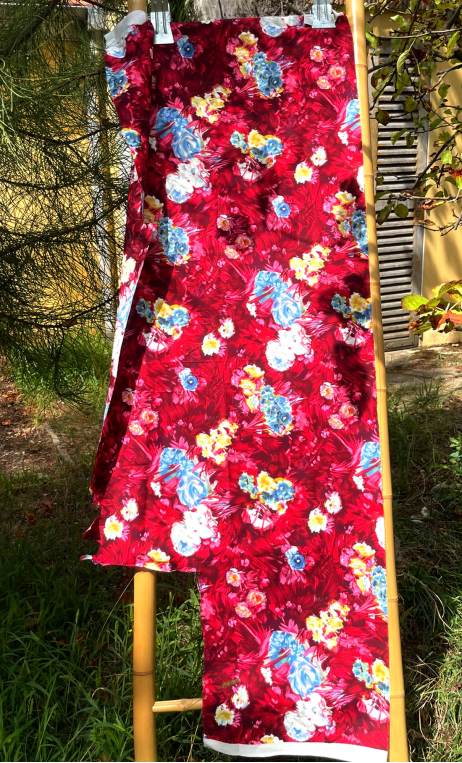 Tirelle. Fleurs impressionnistes rouge jaune - 1