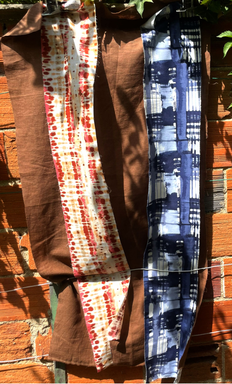 Duo. Tirelles sur lin marron - 1