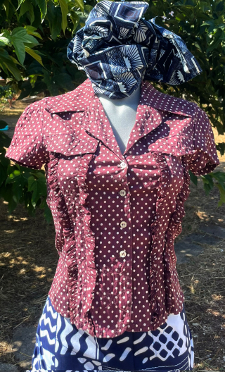 a Veste Pois prune et blanc - 3