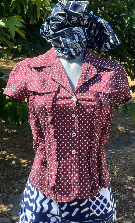 a Veste Pois prune et blanc - 3