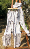 a Pantalon Voile coton Tulipes beige - 2
