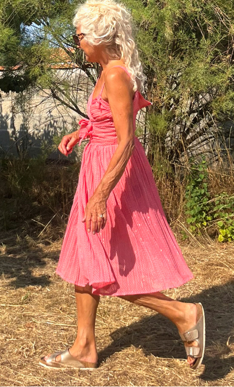 aa Robe mousseline Pois rose - 5