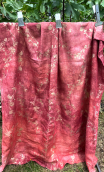 Coupon Lin rouille bordeaux tie and dye. Fleurs or - 1